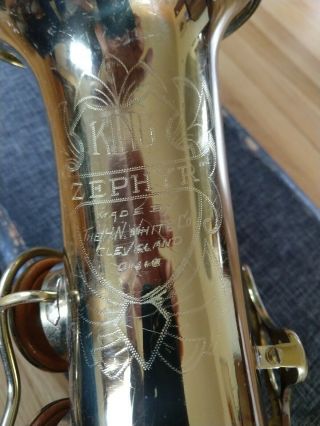 Antique 1940 ' s H.  N.  White King Zephyr Alto Saxophone with Case - 6