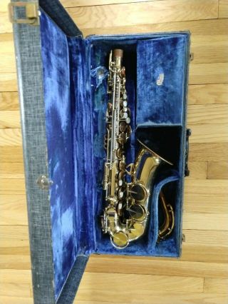 Antique 1940 ' s H.  N.  White King Zephyr Alto Saxophone with Case - 7