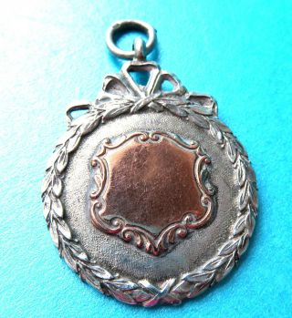 Antique Sterling Silver & Gold Bow Top Watch Chain Fob,  Pendant,  1910