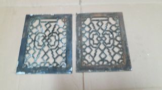 matching pair cast iron vent covers Victorian craftsman 9 3/4 x 7 3/4 2