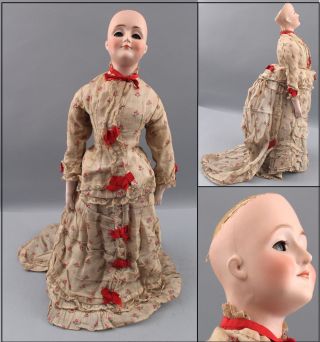 Antique J.  D.  Kestner Gibson Girl 172 German Bisque Head Doll W/ Bustle Dress