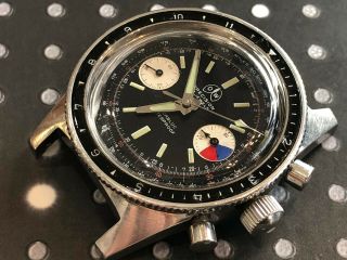 Vintage Ollech Wajs Chronograph Diver Mens Wristwatch Stainless Steel Rare Panda