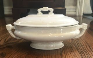 Large Antique White Ironstone Soup Tureen With Lid Glasgow