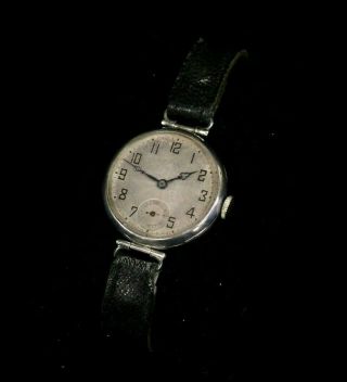 Antique 1923 Rolex Hand Wind Wrist Watch Hallmarked Silver Case For Repair - Ehb