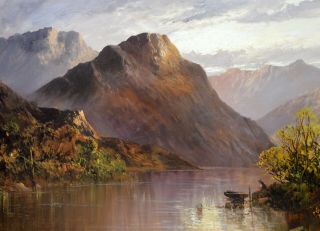 Large Fine Antique 19thC Landscape Oil Painting of Loch Lomond Scotland 4
