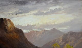 Large Fine Antique 19thC Landscape Oil Painting of Loch Lomond Scotland 5