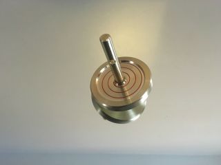 Brass spinning top with ceramic bearing,  rip cord,  swirl (over 16 min spin) 3