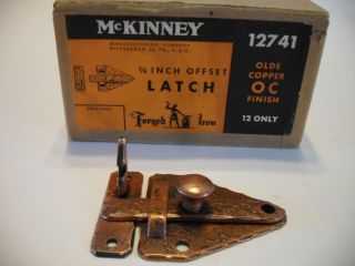 Vintage Nos Copper Hammered Bar Latch Cabinet Cupboard Door 3/8 " Offset Mckinney