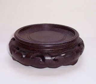Antique/vintage Chinese Wooden Vase Pot Jar Stand Hand Carved Hard Wood