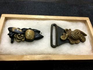 Antique Japanese Mixed Metal Belt Clamp Kimono Accessories Obidome Obi Clip
