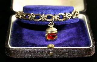 Vintage 9ct Gold Gypsy Bracelet.  Large Lantern Charm.  Fully Hallmarked.  22.  7 G