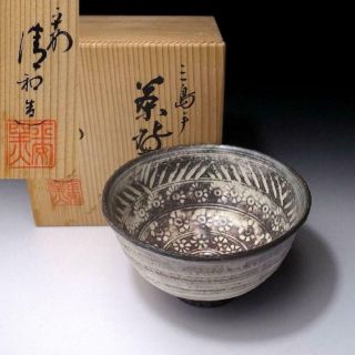 Xl8: Japanese Mishima Style Tea Bowl,  Kyo Ware By 1st Class Potter,  Seiwa Hara