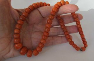 Exceptional Very Large Beads Red Natural Coral Victorian Coral Clasp