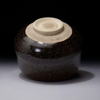 TL3: Vintage Japanese Pottery Tea Bowl,  Seto Ware,  Black & Brown Glazes 8