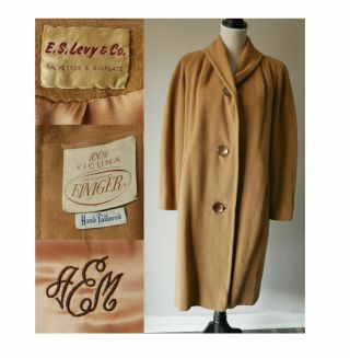 Vintage Rare 100 Vicuna Camel Swing Coat 1940s/1950s Brown Coat Tea Length