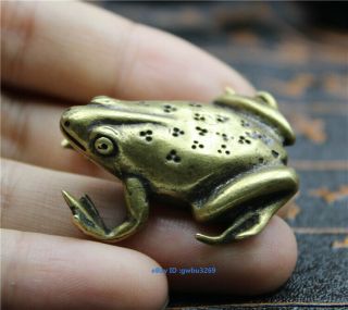 Chinese Archaize Pure Brass Small Frog Statue