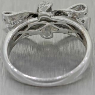 Vintage Estate 14K White Gold Diamond Bow Ring 4