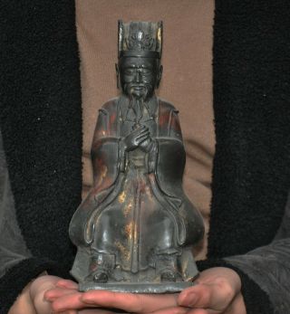 9 " Ancient China Chinese Bronze Gilt Jambhala Mammon Wealth God Statue Sculpture