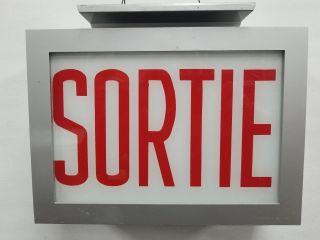 Vtg Electrolier Light Sortie Exit Sign With Fixture Cinema Movie Theater 1970 