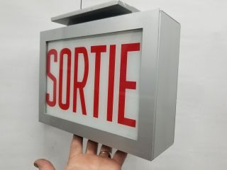 Vtg Electrolier Light Sortie Exit Sign With Fixture Cinema Movie Theater 1970 ' s 2