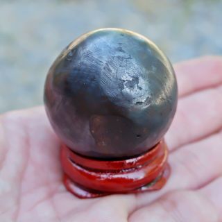 64.  9g - 32mm Leklai Ball Black Color Umklum Mountain Thai Buddha Amulet With Base