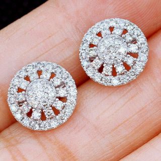 1.  1ct 100 Natural Diamond 14k White Gold Cluster Earrings Effect 2ct Ewg122