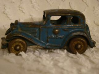 EARLY 1920 ' s ARCADE CAST IRON A C WILLIAMS BLUE AUSTIN COUPE TOY CAR 2