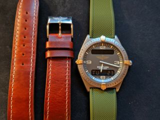 Breitling Aerospace Navitimer Ref 80360 Swiss Vintage Quartz Ti Watch,  2 Straps