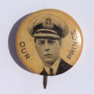 1919 CANADA KING EDWARD VIII PRINCE OF WALES OUR PRINCE PIN BUTTON 3/4” 2