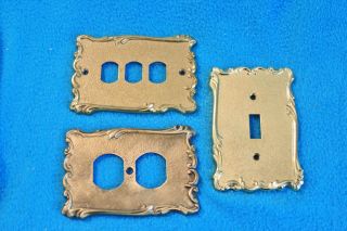 3 Vintage Brass Broadway Supply Co.  Textured Switch Plate Covers