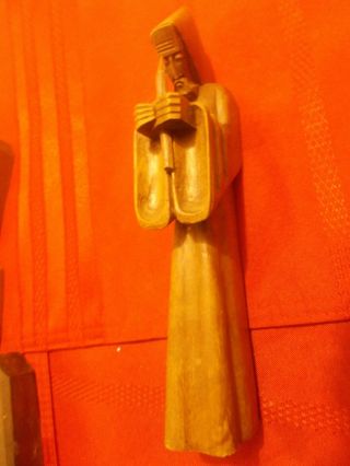 Vintage Carved Wooden Monk Figurines (4) 4