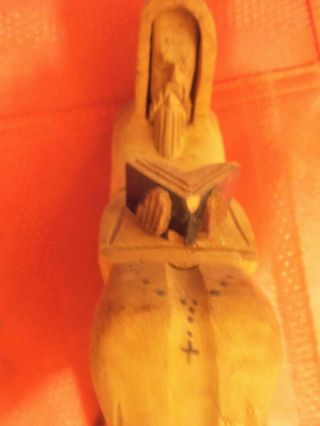 Vintage Carved Wooden Monk Figurines (4) 6