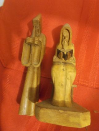 Vintage Carved Wooden Monk Figurines (4) 8