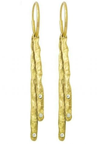 House Of Brevard/lee Brevard 18k Gold Layered Sticks Earring With Stones Pair