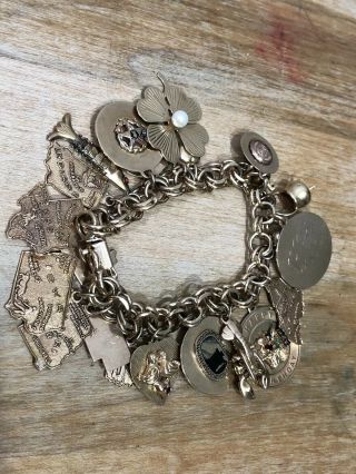 Vintage 1960’s 14k Gold 7.  5” Charm Bracelet Not Scrap 81.  1 G