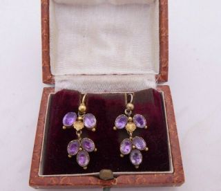 18ct Gold Foiled Back Crystal Gregorian Earrings In Domed Tall Leather Box