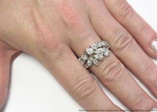 4ctw Round Pear Marquise Diamond Platinum Ring Fancy Vintage Eternity Adjustable 11