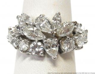 4ctw Round Pear Marquise Diamond Platinum Ring Fancy Vintage Eternity Adjustable
