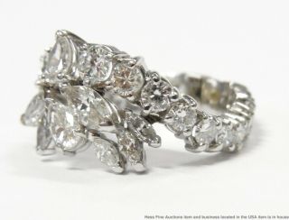 4ctw Round Pear Marquise Diamond Platinum Ring Fancy Vintage Eternity Adjustable 2