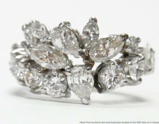 4ctw Round Pear Marquise Diamond Platinum Ring Fancy Vintage Eternity Adjustable 3