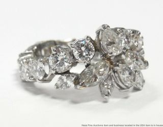 4ctw Round Pear Marquise Diamond Platinum Ring Fancy Vintage Eternity Adjustable 4