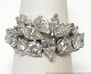 4ctw Round Pear Marquise Diamond Platinum Ring Fancy Vintage Eternity Adjustable 7