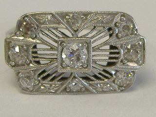 Magnificent Vintage Art Deco 18k White Gold Filigree Wide Ring,  Size 6.  75