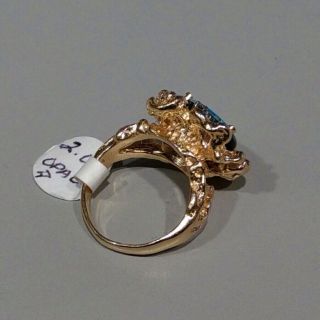 VINTAGE BLACK OPAL & DIAMOND RING IN 14k GOLD - & SO BRILLIANT Size5 2