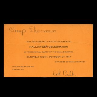 Wwi 1917 Camp Sherman 332nd Infantry Officers Halloween Party Invitation Card