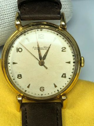 IWC Schaffhausen Men ' s 18K Gold Hand - Wind Dress Watch c1950s Swiss Vintage LV734 3