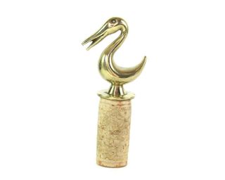 Hagenauer Bird Bottle Stopper Vintage Austria Duck Brass Modernist Mid Century