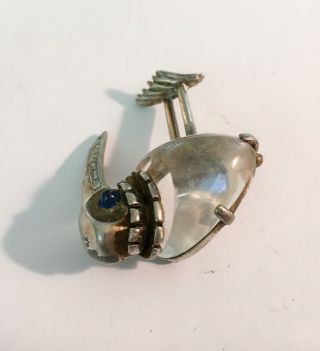 1940’s Sterling Trifari Jelly Belly Kiwi Bird Pin With Lucite Body 5