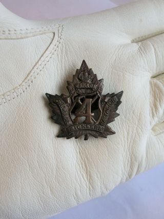 Wwi 4th Canadian Overseas Pioneers Battalion Hat Pin Badge Rare