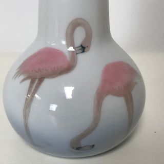 G Heubach Porcelain Vase with Hand Painted Flamingos in Water Decoration 3